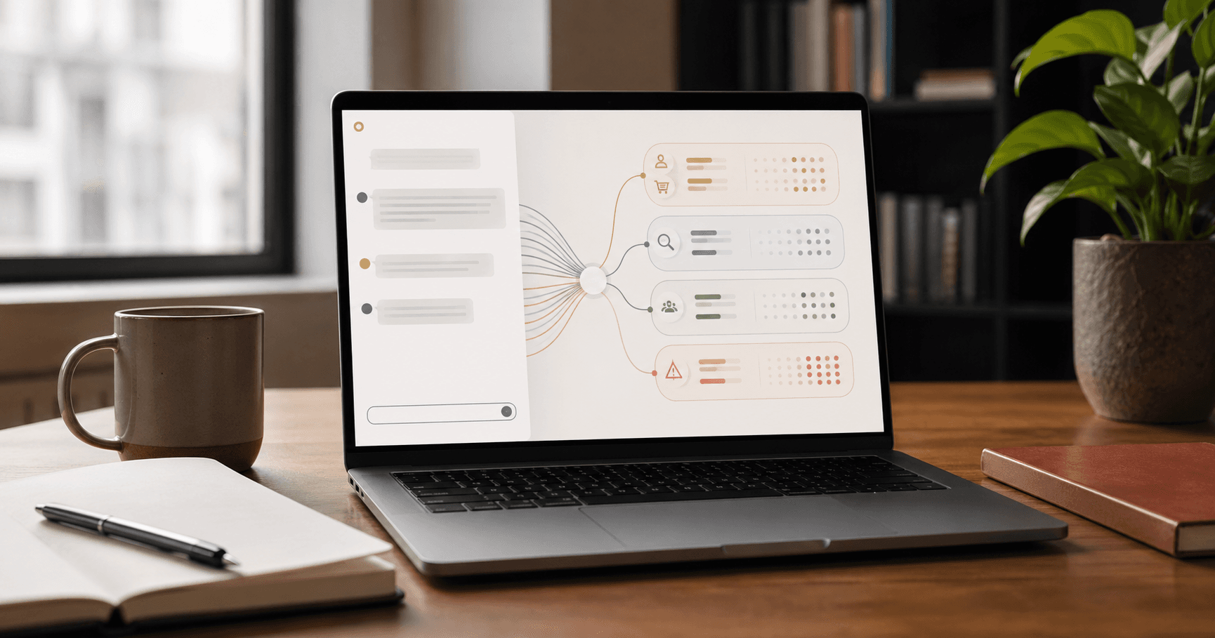 Editorial-style image showing a structured ChatGPT workflow turning user responses into business intelligence signals and routing paths